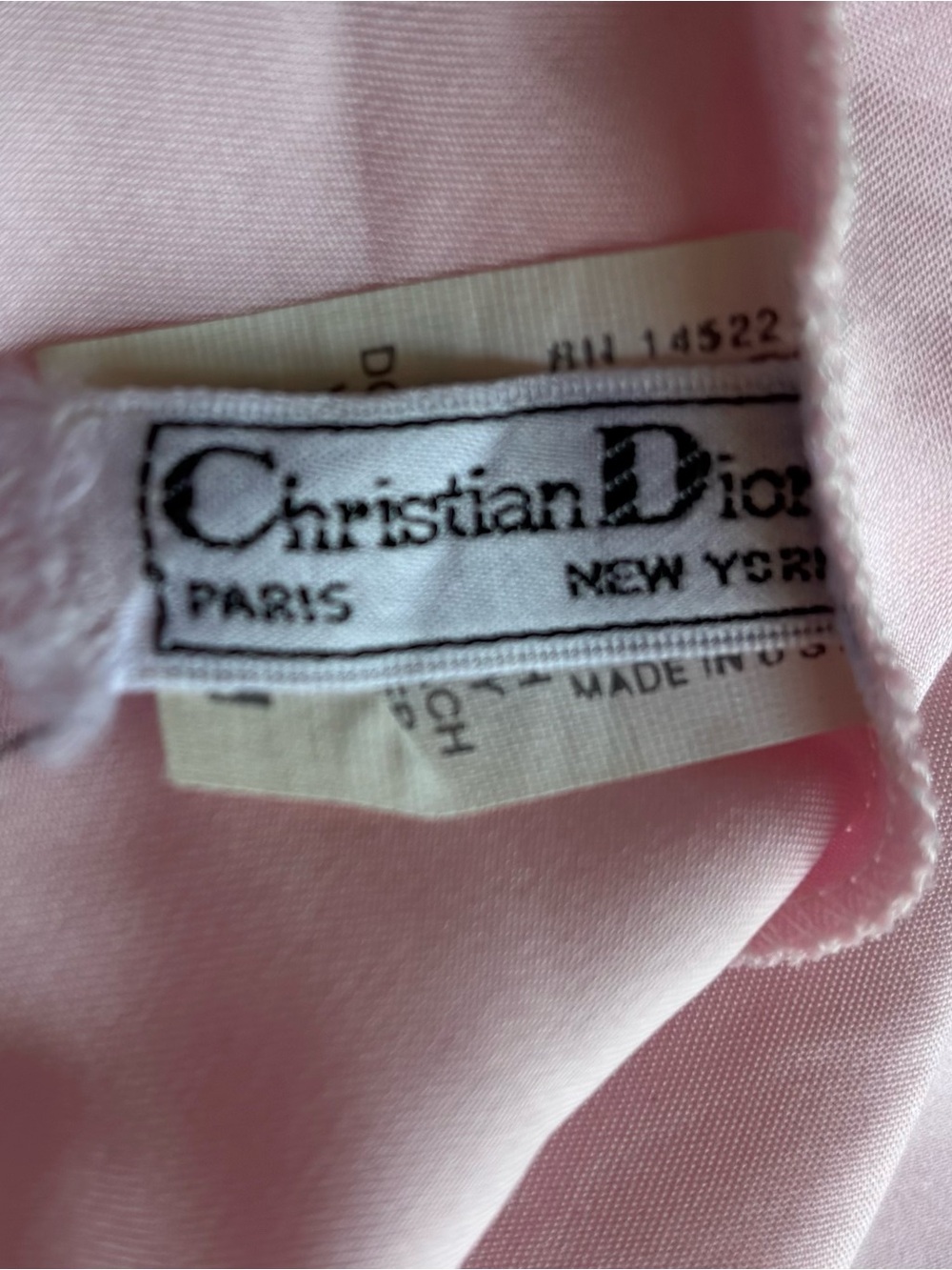 Vintage Christian Dior Pale Pink Satin Half Slip with Cream Lace Hem - Picture 3 of 6